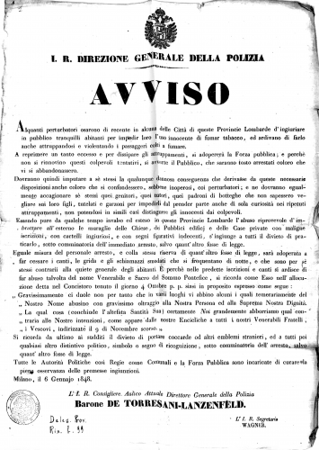 avviso polizia 1848